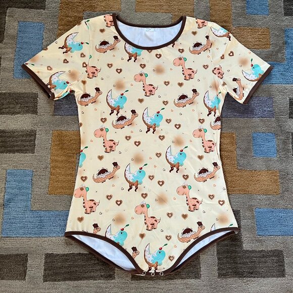 Lil Drop of Honey Adult Baby ABDL Bodysuit Diaper Cover Nursery Print Dinosaur M - Picture 1 of 9